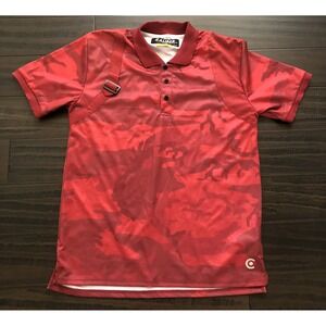 Caliber Polo Shirt Mens Large Red Camo Buckle Short Sleeve Streetwear CDMG
